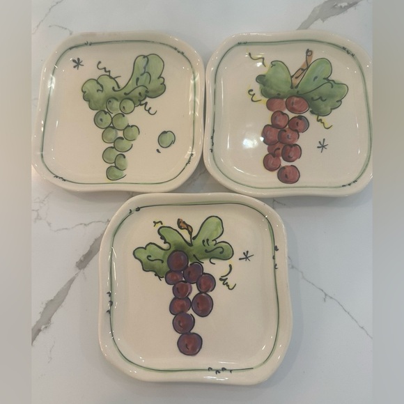 Julia Junkin plate set x3 dessert, side, grape design fruit - Picture 4 of 5